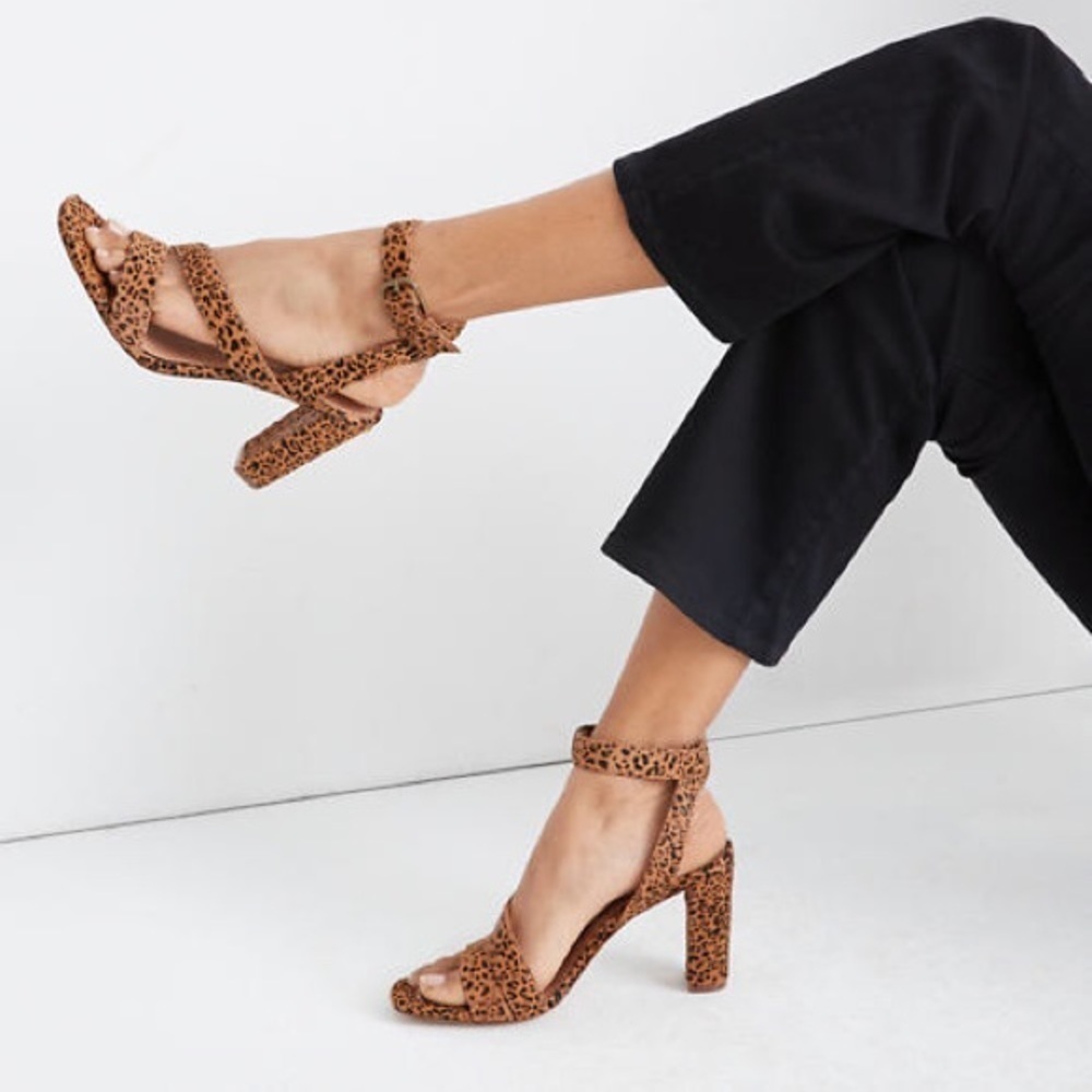 Madewell Brown Liv Leopard Calf Hair Sandals 7